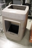 Tan poly trash receptacle with window washer bin - missing trash inset