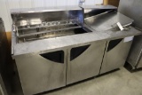 Turbo Air TST-72SD-30 stainless 3 door prep table - AS IS - missing lid, do