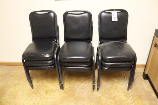 Times 9 - Black metal framed black vinyl seat & back stack chairs