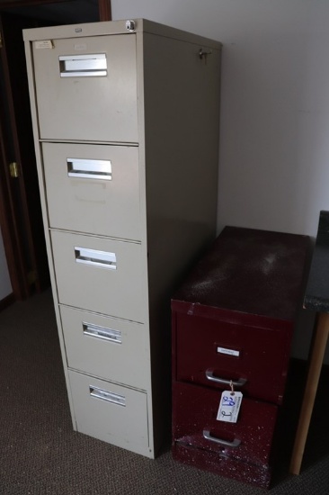 Pair to go - Hon tan 4 drawer file cabinet & Red 2 drawer file cab AS IS