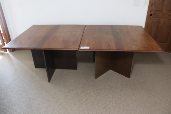 Times 2 - 48" x 48" walnut finish tables - tops are loose