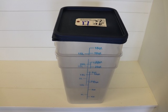 Times 2 - Square 18 quart food storage containers w/ lids