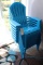 Times 8 - blue Adirondack style plastic patio chairs - as is condition - on