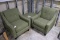 Set of three - olive tweed lounge chairs and foot stool