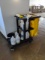 Rubbermaid cleaning cart with cleaning supplies