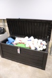 27 x 60 poly storage cabinet loaded with pool related toys