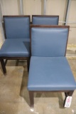 Times 3 - wood framed blue leather style chairs