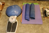 All to go - yoga mat, bosu ball, scale