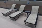 Times 3 - metal frame light weight pool side lounge chairs with 2 smaller t