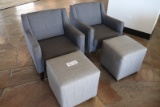 Times 2 sets - tweed lounge chair with foot stool