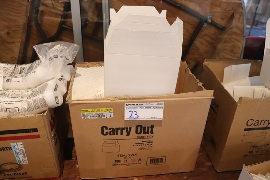 3/4 case of large white carry out barn boxes