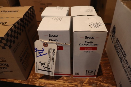 Times 4 - Boxes of Sysco plastic drink straws