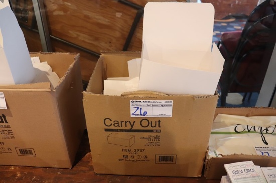 3/4 case of white 9" x 5" x 4" carry out boxes