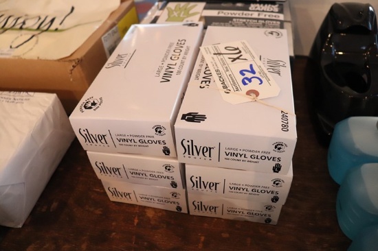 Times 6 - Boxes of Silver Large vinyl gloves