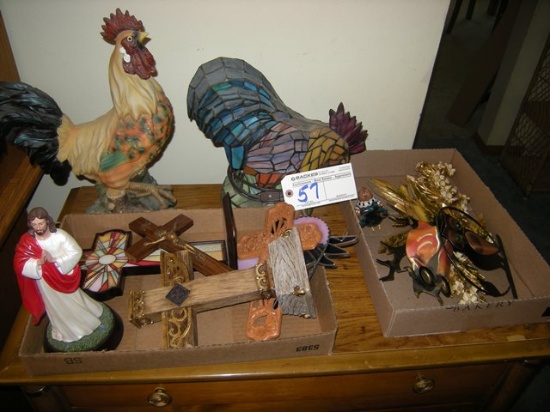 All to go Chicken Lamp Figurine and Religious Items