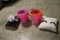 All to go - plastic children buckets, pillow & box of assorted plastic cont