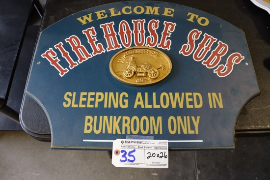 20" x 26" Firehouse wood wall sign