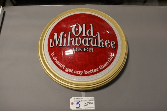 21" Round Old Milwaukee lighted wall sign - may need bulb