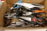 Box of assorted pliers, side cutters & needle nose pliers