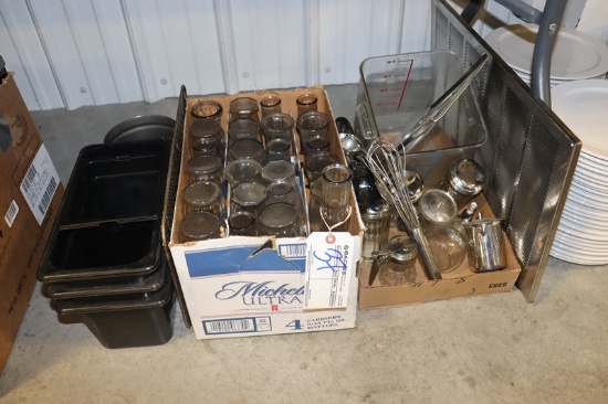 All to go - Misc. under table - Vases, glasses, inset pans, & more