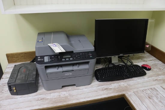 All to go - Brother MFC-L2700DN printer, battery back up, & Dell monitor