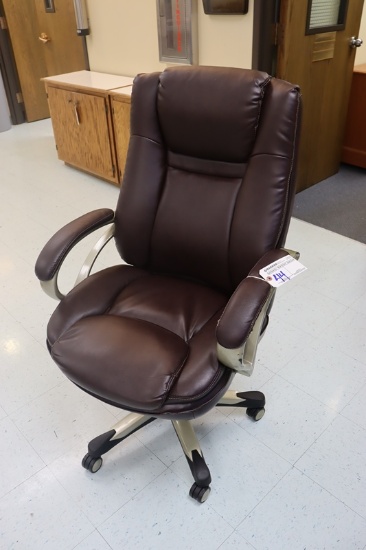 Brown leather office chair - small scuffs in leather