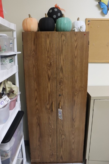 30" wood laminate 2 door cabinet with misc. crafting