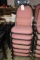 Times 12 - Black metal framed burgundy tweed stack chairs
