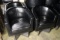 Times 17 - Black leather barrel lounge chairs - minor Knicks & tears