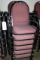Times 12 - Black metal framed burgundy tweed stack chairs with arm rests