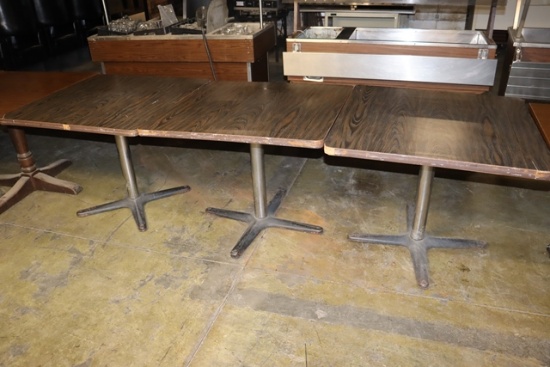 Times 3 - 36" x 36" wood laminate top dining tables - some chipped corners