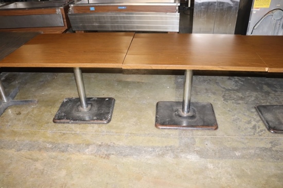 Times 5 - 30" x 42" wood laminate top tables with minor chipped edges