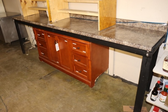 24" x 123" wood framed back bar counter
