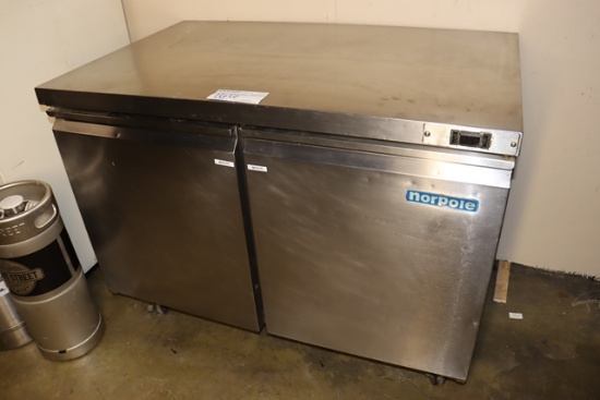 Norpole TUC-48R stainless portable 2 door under counter cooler with stainle