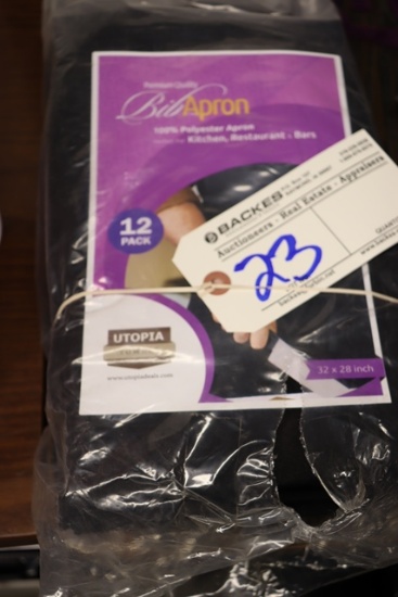 New pack of 12 black 32" x 28" bib aprons