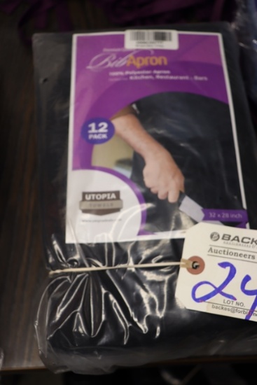 New pack of 12 black 32" x 28" bib aprons
