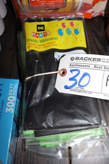 All to go - 6 misc. colored 54" x 108" plastic table covers