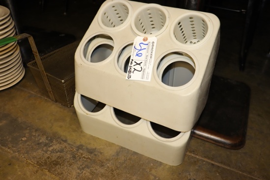 Times 2 - Grey 6 bin silverware dispensers - missing insets