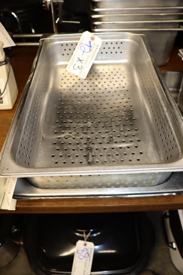 Times 3 - 2) 12" x 20" x 2" & 1) 12" x 20" x 4" stainless perforated inset