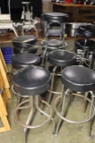 Times 8 - Chrome single rung black vinyl seat bar stools - noticeable Knick