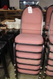 Times 12 - Black metal framed burgundy tweed stack chairs
