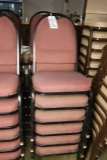 Times 12 - Black metal framed burgundy tweed stack chairs