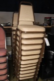 Times 23 - Brown metal framed tan tweed stack chairs