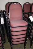 Times 12 - Black metal framed burgundy tweed stack chairs with arm rests