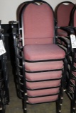 Times 12 - Black metal framed burgundy tweed stack chairs with arm rests