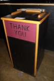 Thank You wood framed trash receptacle