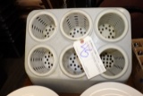 Grey plastic 6 bin silverware dispenser