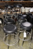 Times 9 - Chrome single rung black vinyl seat bar stools - very small Knick