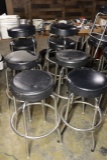 Times 8 - Chrome single rung black vinyl seat bar stools - small Knicks & t