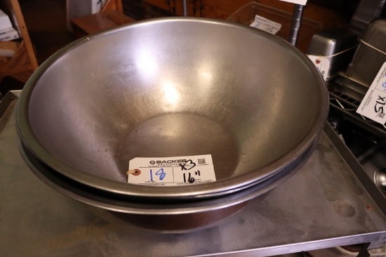 Times 3 - 16" stainless steel mixing bowls